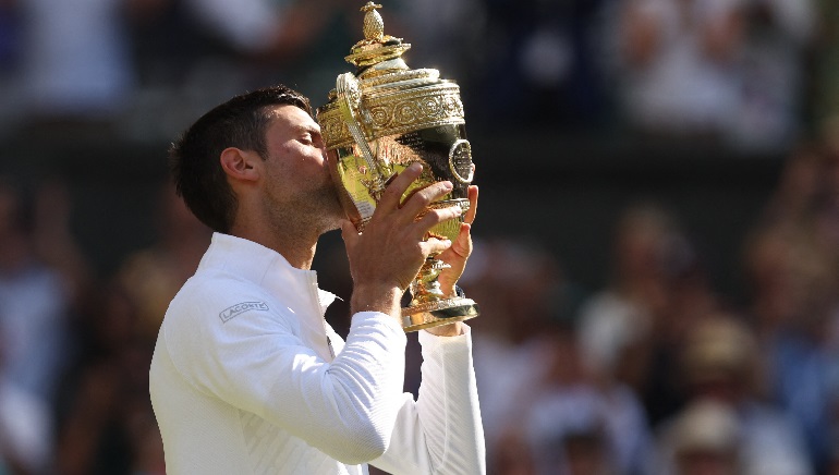 Novak Djokovic beats Nick Kyrgios in four sets to win the Wimbledon title