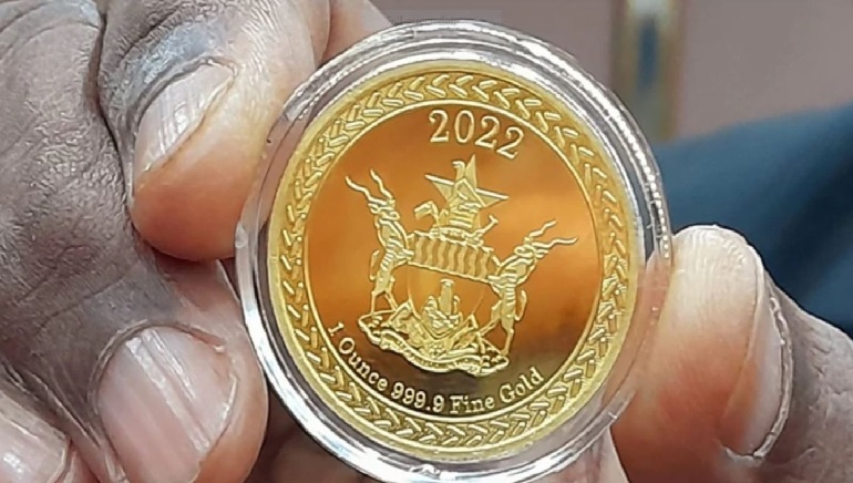 Zimbabwe issues gold coins in an effort to reduce inflation.