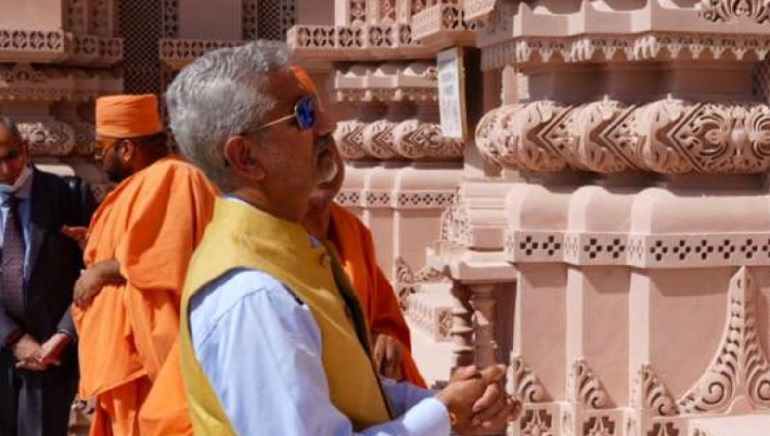 As Part Of Uae Visit, S Jaishankar Visits The First Hindu Temple Site In The Middle East