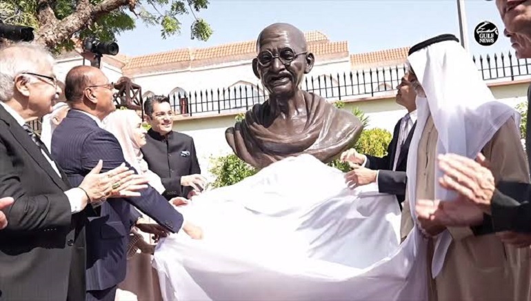 UAE Minister Sheikh Nahyan Unveils Mahatma Gandhi’s Bust in Dubai