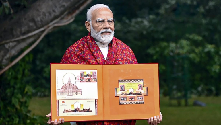 PM Modi Releases Stamps Dedicating To Ram Mandir, Lord Hanuman, And Shabri