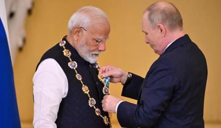 PM Modi Receives Russia’s Highest Honour from President Putin