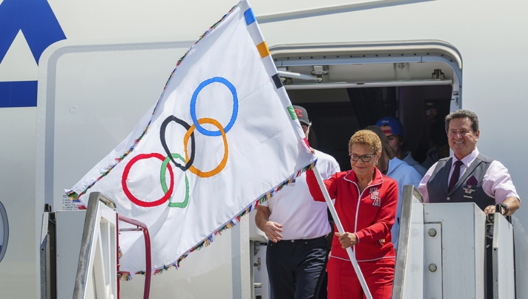 Olympic Flag Touches Down in LA as City Prepares for 2028 Games