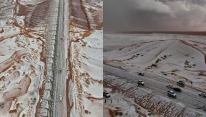 Saudi Arabia’s Al-Jawf Desert Transforms into Winter Wonderland with Historic Snowfall