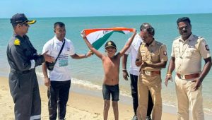 7-year-old Ishank crosses the Palk Strait in 9 hours and 50 minutes, creating a world record