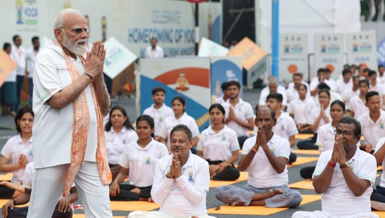 PM Modi Says Yoga Has Become the World’s Largest Community Celebration