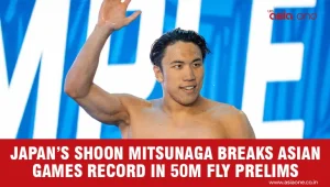 Shoon Mitsunaga Breaks Asian Games Record in 50m Butterfly Prelims